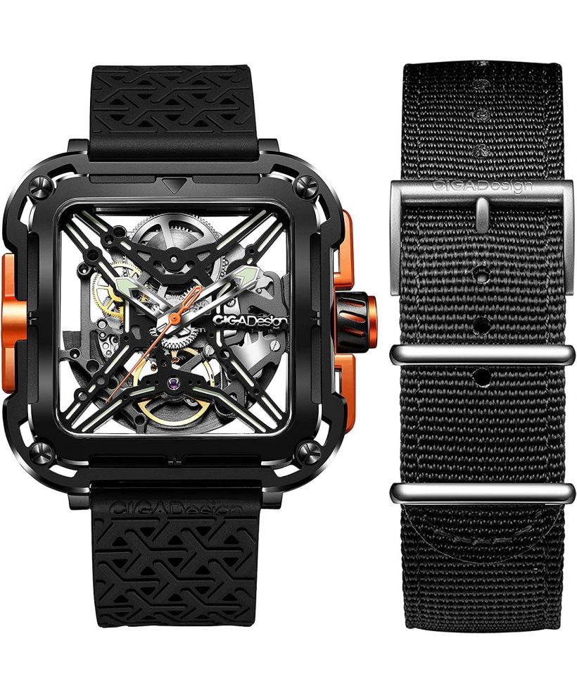 Orologio da Uomo Ciga Design X Series Black & Orange Skeleton Automatic