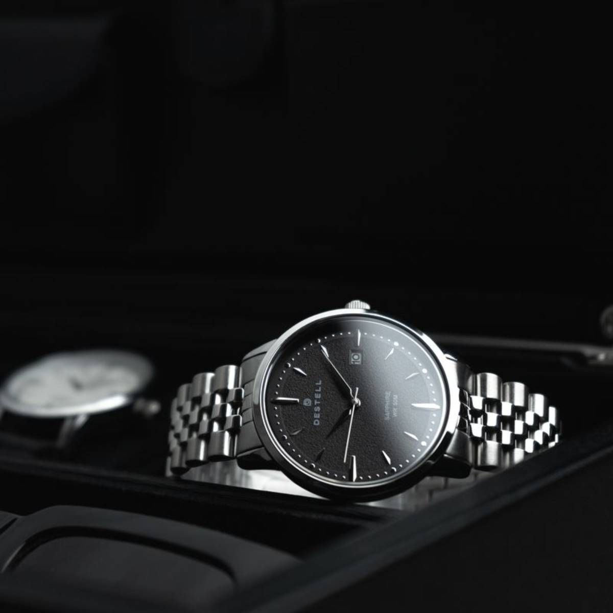 Orologio da Uomo DESTELL Pictor Black Silver Steel Sapphire
